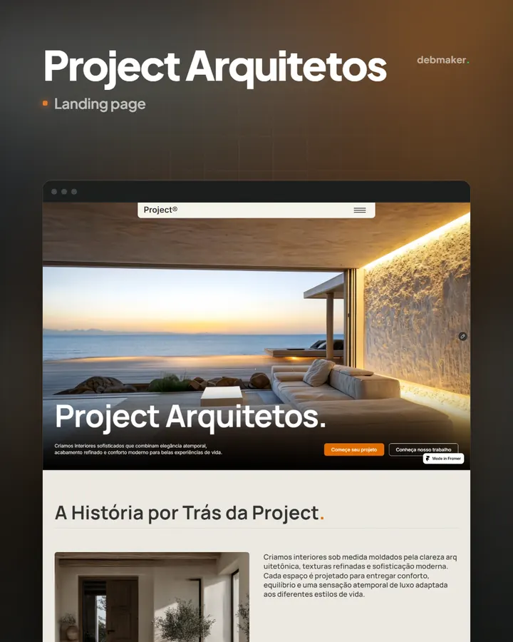 Landing page para escritório de arquitetura de interiores Project Arquitetos