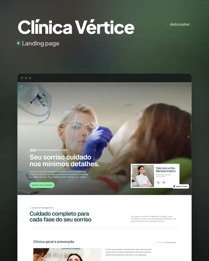 Landing page para clínica odontológica Clínica Vértice