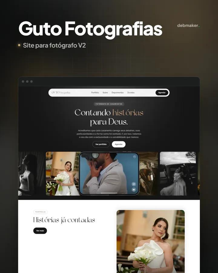 Site para fotógrafo de casamentos Guto Fotografias, versão 2